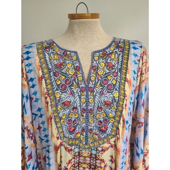 Soft Surroundings Embroidered Velvet MEDIUM Boho Maximalist Bohemian Tunic Top M - Picture 6 of 8